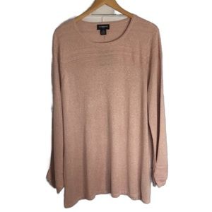 NWT Liz Claiborne Pink Metallic Long Sleeve Round Neck Pullover Sweater Size 2X